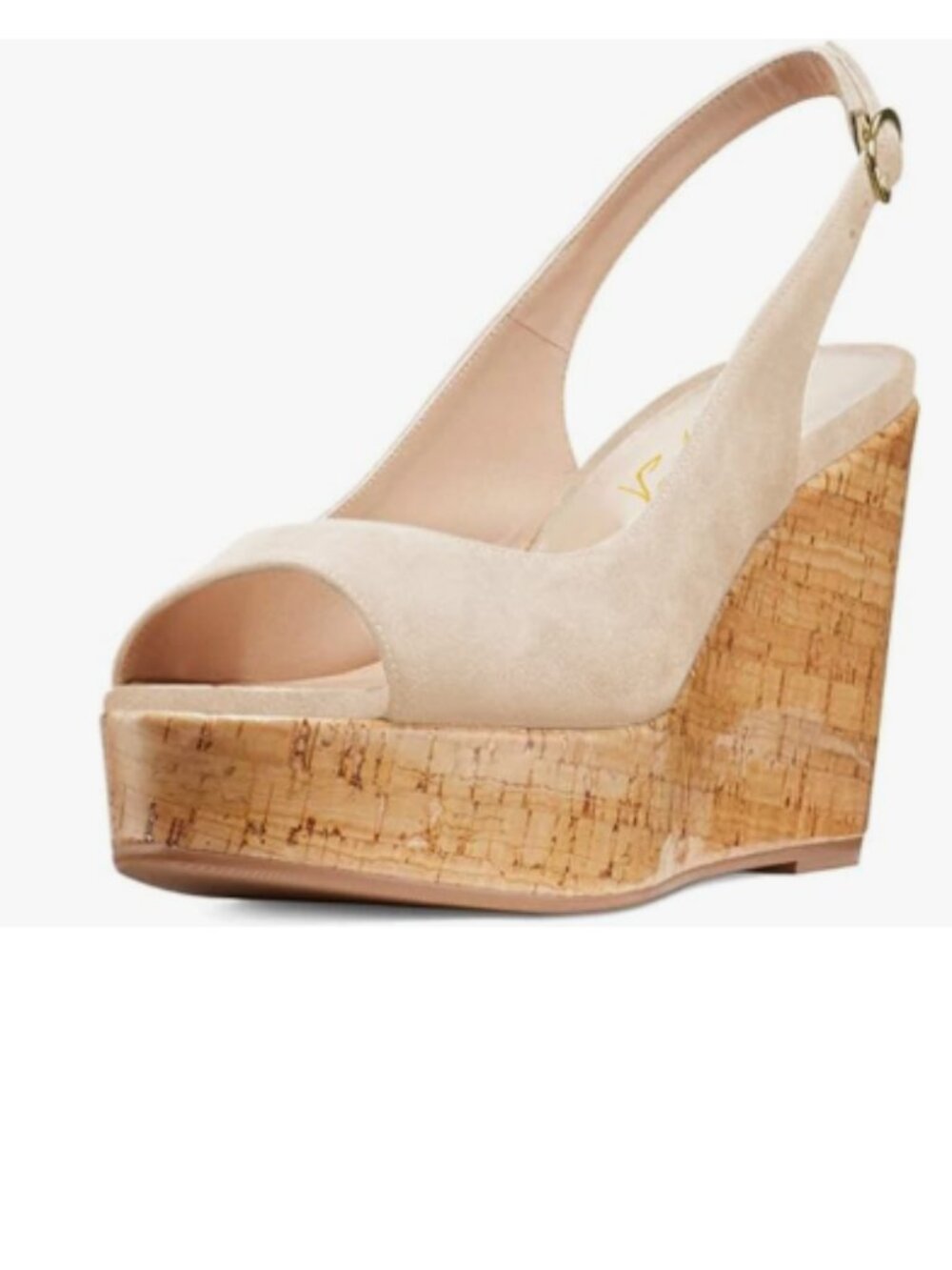 FOWT Apricot Peep Toe Slingback Platform Wedge High Heel Buckle Open Toe Sandals
